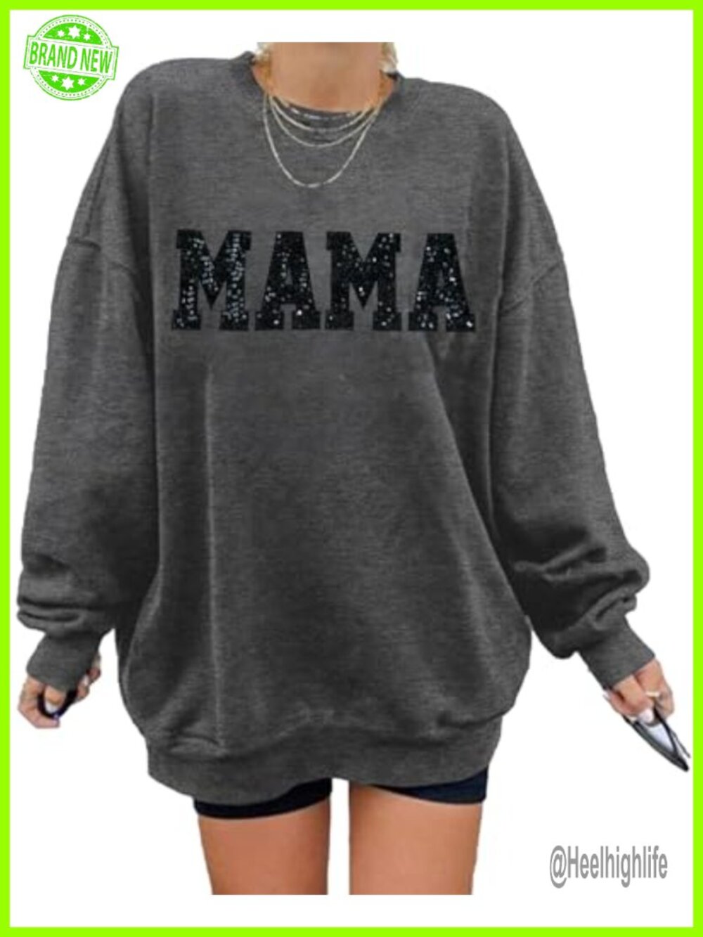 Oversized Crewneck Pullover Sweatshirt Long Sleeve Casual Mom Top
